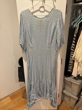 & Other Stories Pale Blue Floral Asymmetrical Midi Dress